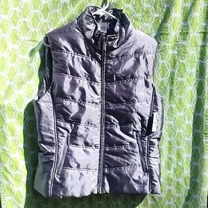 New directions pewter metallic zip up vest
